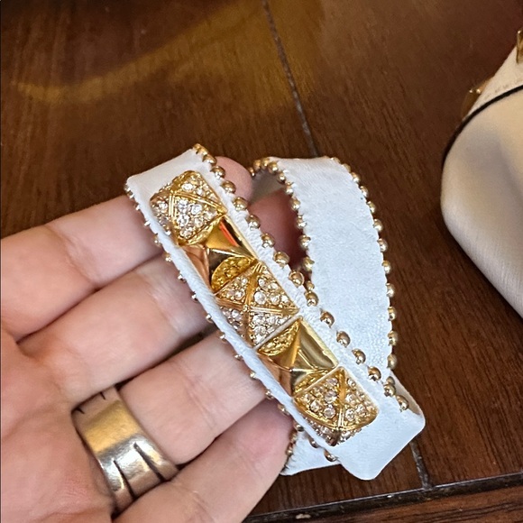 Michael Kors White and Gold Studded Grayson Satchel - Picture 8 of 8